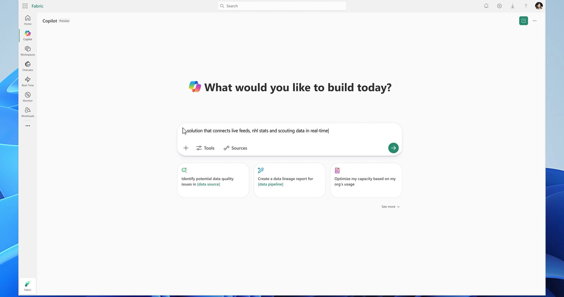 Start from intent: "What would you like to build today?"